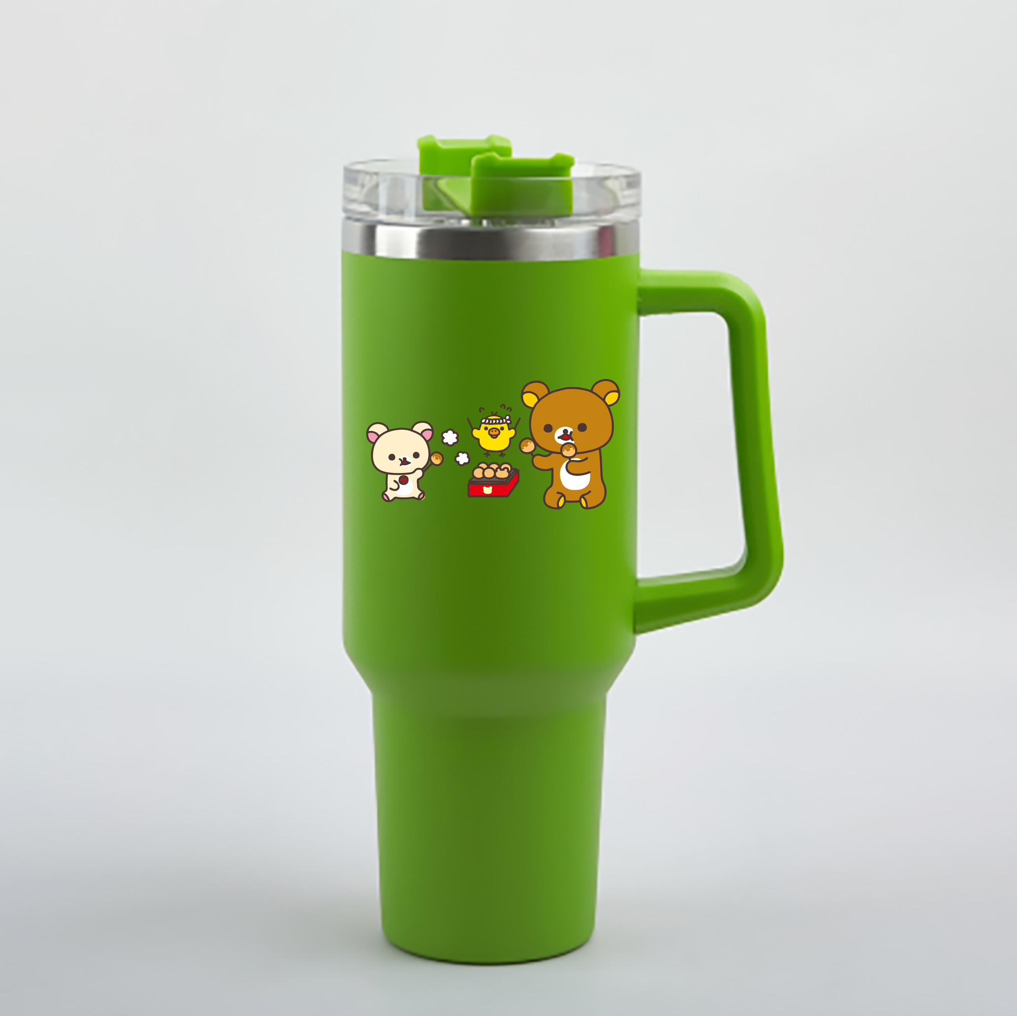 リラックマ リラックマ キイロイトリ Rilakkuma Korilakkuma Kiiroitori 1200mL車用タンブラー - クリスタルステッカー（プラスチックストロー付き）